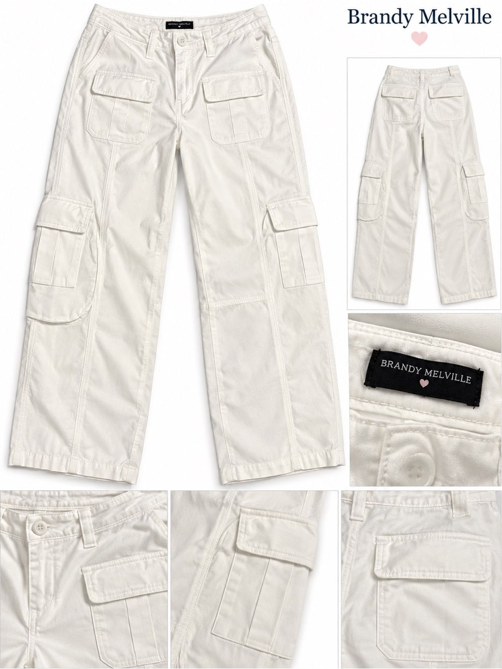 Brandy Melville White Cargo Boyfriend Jeans